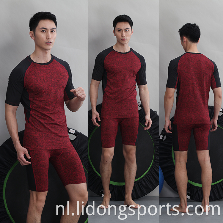 Lidong groothandel ademende snel droge droge mouw t -shirt/heren gym kleding sportkleding fitness